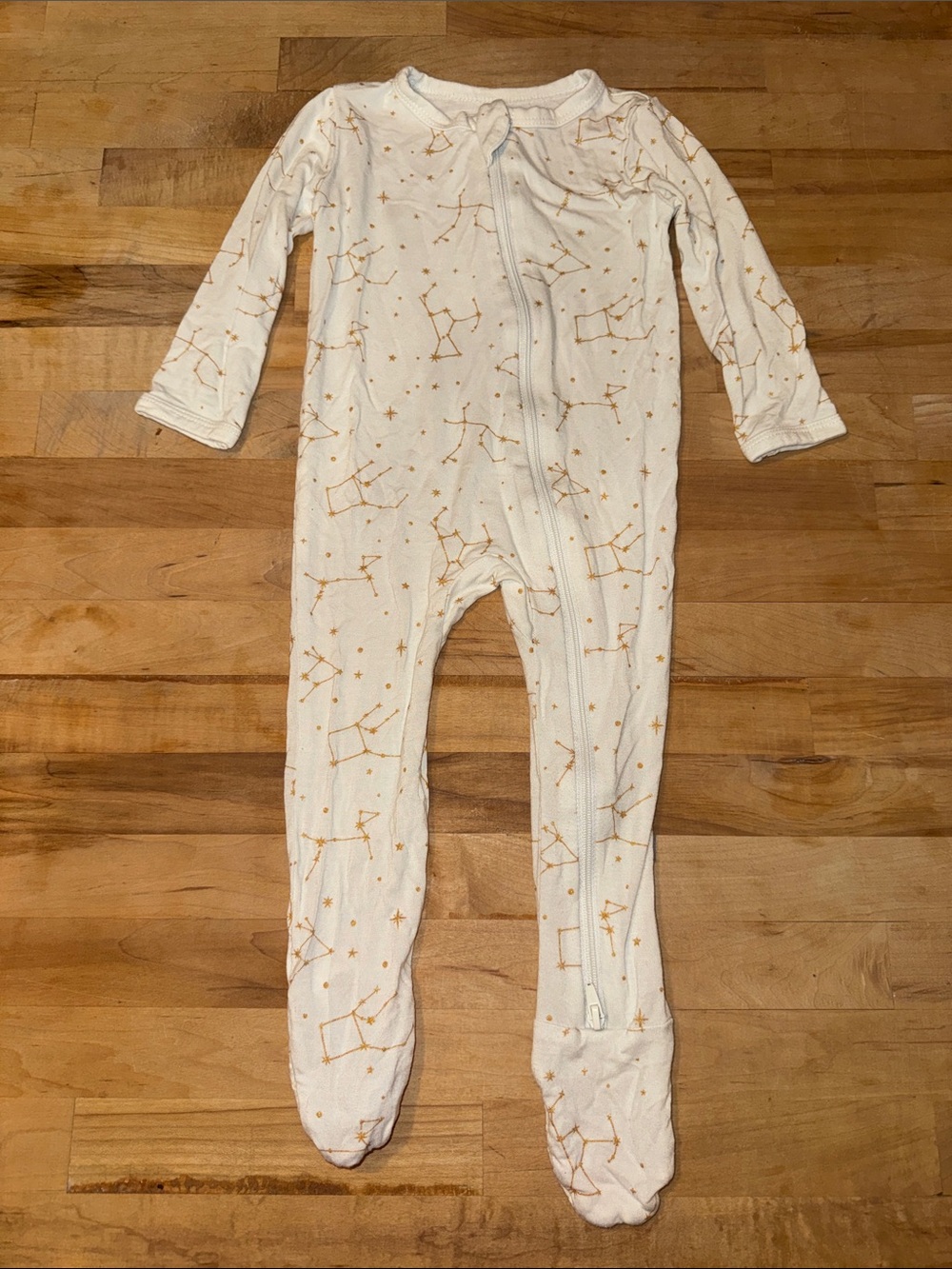 Kyte BABY White Footed One-Piece with Gold Constellation Print